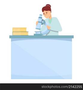 Woman lab microscope icon cartoon vector. Medical laboratory. Science test. Woman lab microscope icon cartoon vector. Medical laboratory