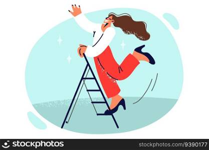 Woman leader climbs up career ladder, achieving new successes and getting manager position. Ambitious girl wants to become leader, and uses opportunity to get desired result in business.. Woman leader climbs up career ladder, achieving new successes and getting manager position