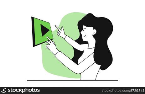 Woman learning on online platform vector illustration concept. Online video course and web education. Internet digital training and knowledge. University study and network teaching for student
