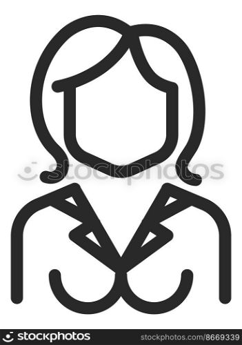 Woman line icon. Generic female profile picture isolated on white background. Woman line icon. Generic female profile picture