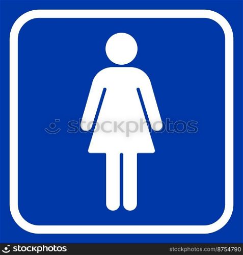 Woman line icon on blue background. Female symbol. Vector illustration