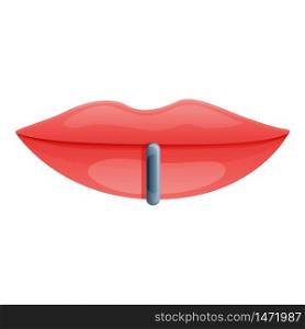 Woman lips piercing icon. Cartoon of woman lips piercing vector icon for web design isolated on white background. Woman lips piercing icon, cartoon style