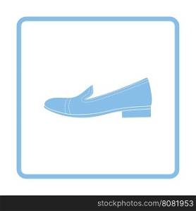 Woman low heel shoe icon. Blue frame design. Vector illustration.