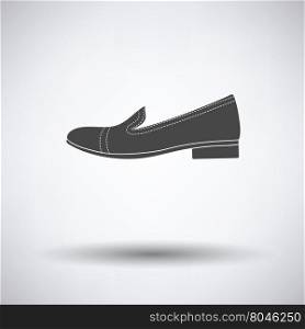 Woman low heel shoe icon on gray background with round shadow. Vector illustration.