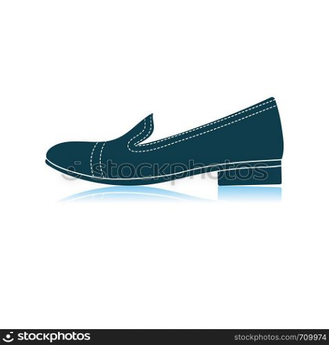 Woman Low Heel Shoe Icon. Shadow Reflection Design. Vector Illustration.