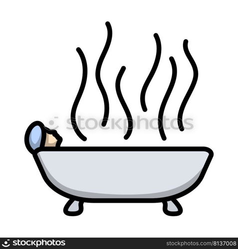 Woman Lying In Bathtub Icon. Editable Bold Outline With Color Fill Design. Vector Illustration.