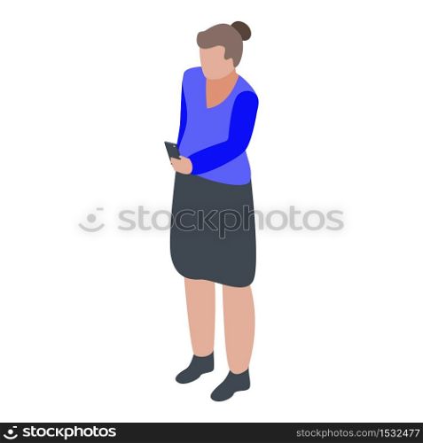 Woman marketing icon. Isometric of woman marketing vector icon for web design isolated on white background. Woman marketing icon, isometric style