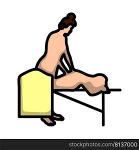 Woman Massage Icon. Editable Bold Outline With Color Fill Design. Vector Illustration.