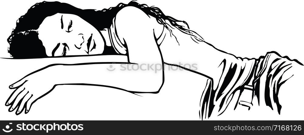 Woman Napping Vector Illustration