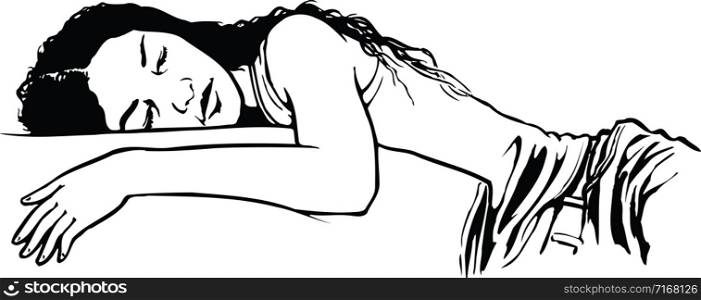 Woman Napping Vector Illustration