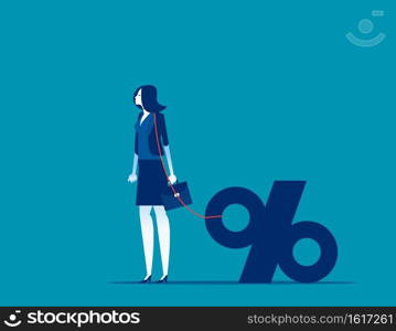 Woman neck tied with percentage. Concept business vector illustration, Problem, Noose