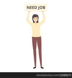 Woman need job icon cartoon vector. Hire me. Online recruit. Woman need job icon cartoon vector. Hire me