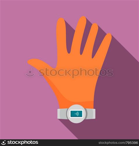 Woman nfc bracelet icon. Flat illustration of woman nfc bracelet vector icon for web design. Woman nfc bracelet icon, flat style