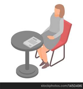 Woman office manager icon. Isometric of woman office manager vector icon for web design isolated on white background. Woman office manager icon, isometric style