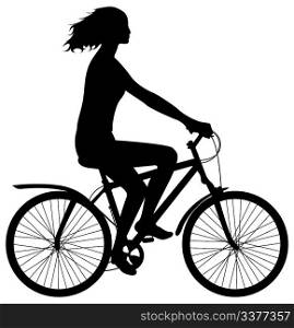 Woman on bicycle. Vector illustration
