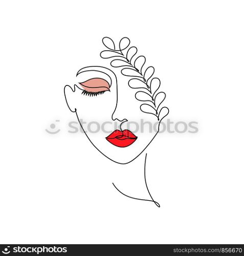Woman on white background.One line drawing style.Design for t-shirt