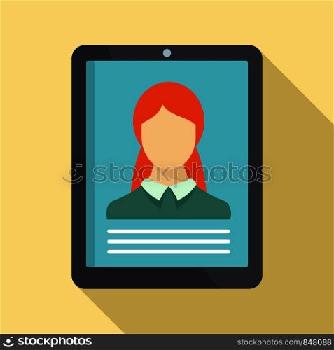 Woman online learning icon. Flat illustration of woman online learning vector icon for web design. Woman online learning icon, flat style
