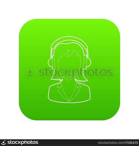 Woman operator icon green vector isolated on white background. Woman operator icon green vector
