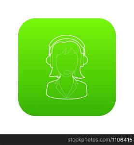 Woman operator icon green vector isolated on white background. Woman operator icon green vector