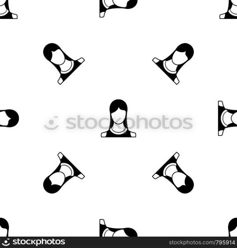 Woman pattern repeat seamless in black color for any design. Vector geometric illustration. Woman pattern seamless black