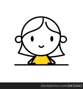 Woman peeking out on white background. Cartoon figure drawing concept illustration. Vector stock illustration.