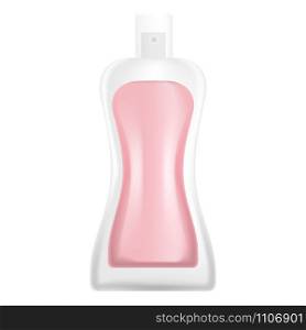 Woman perfume bottle icon. Realistic illustration of woman perfume bottle vector icon for web design isolated on white background. Woman perfume bottle icon, realistic style