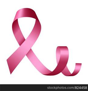 Woman pink ribbon icon. Realistic illustration of woman pink ribbon vector icon for web design isolated on white background. Woman pink ribbon icon, realistic style