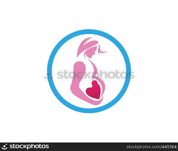 Woman Pregnancy With Love Baby Logo Design