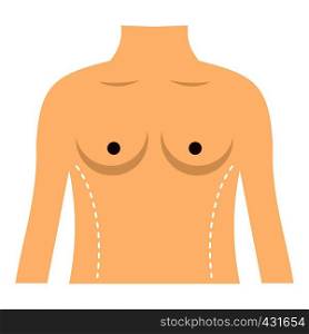 Woman prepared to waist surgery icon flat isolated on white background vector illustration. Woman prepared to waist surgery icon isolated