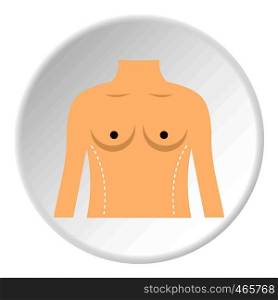 Woman prepared to waist surgery icon in flat circle isolated on white vector illustration for web. Woman prepared to waist surgery icon circle