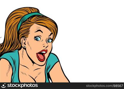 woman profile isolated on white background. woman profile isolated on white background. Pop art retro vector illustration