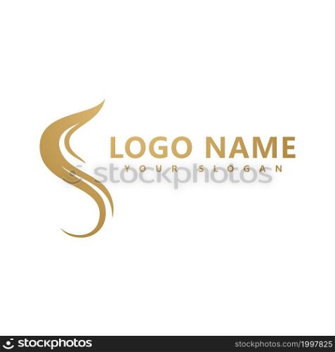 Woman&rsquo;s Hair logo hair wave icon vector template