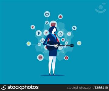 Woman&rsquo;s life. Concept business vector, Relax, Sing song, Holiday.