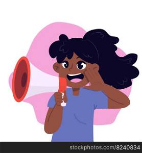 woman screaming with a megaphone