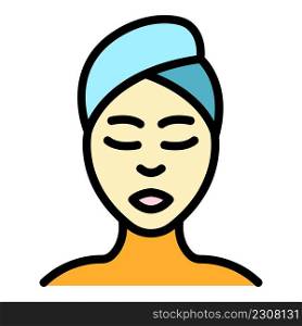 Woman self care icon. Outline woman self care vector icon color flat isolated. Woman self care icon color outline vector