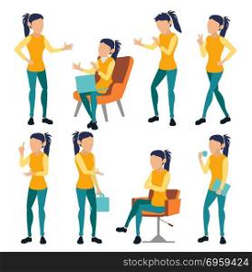 Woman Set Vector. Modern Gradient Colors. People Different Poses. Business Character. Beautiful Person. Isolated Flat Illustration. Woman Set Vector. Modern Gradient Colors. People Different Poses. Creative People. Design Element. Isolated Flat Illustration