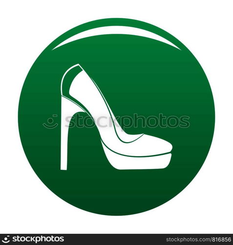 Woman shoes icon. Simple illustration of woman shoes vector icon isolated on white background. Woman shoes icon vector green