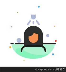 Woman, Shower, Wash, Cleaning Abstract Flat Color Icon Template