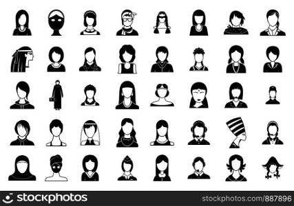 Woman silhouette icon set. Simple set of woman silhouette vector icons for web design isolated on white background. Woman silhouette icon set, simple style