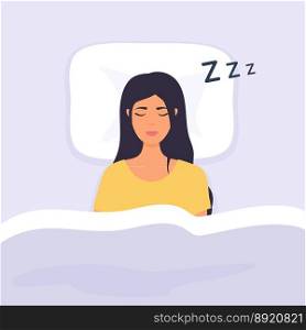 Woman sleep in bed person having a dreamful vector image