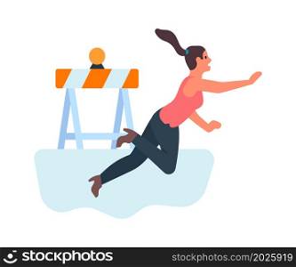 Woman slipping on ice or wet surface. Girl falling down. Vector illustration. Woman slipping on ice or wet surface. Girl falling down