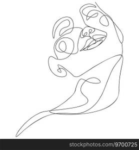 Woman smile closed eyes line art Royalty Free Vector Image