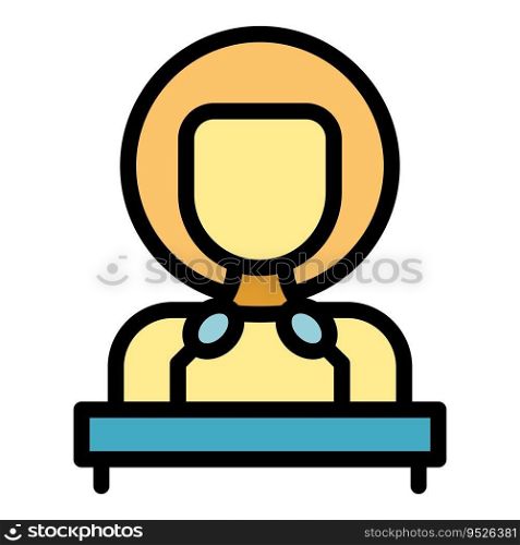 Woman speech icon outline vector. Public speach. Student school color flat. Woman speech icon vector flat