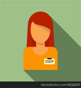 Woman staff education icon. Flat illustration of woman staff education vector icon for web design. Woman staff education icon, flat style