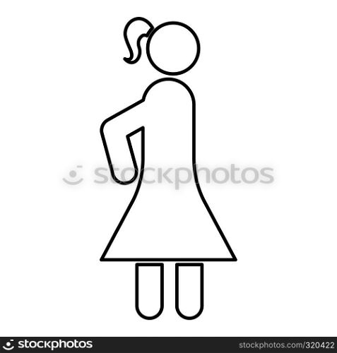 Woman stick icon black color outline vector illustration flat style simple image. Woman stick icon black color outline vector illustration flat style image