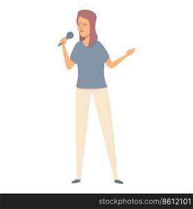Woman street singer icon cartoon vector. Musician people. Song concert. Woman street singer icon cartoon vector. Musician people