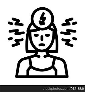 woman stress headache line icon vector. woman stress headache sign. isolated contour symbol black illustration. woman stress headache line icon vector illustration