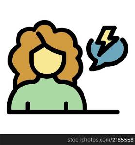 Woman stress icon. Outline woman stress vector icon color flat isolated. Woman stress icon color outline vector