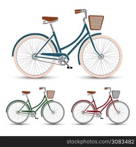 woman Style Bicycles set vector illustration