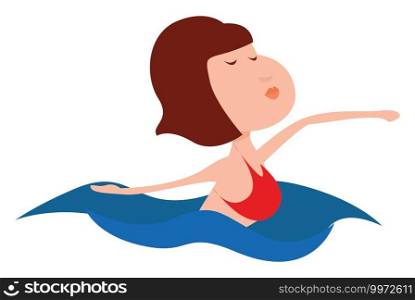 Woman swimming, illustration, vector on white background
